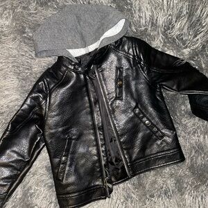 Art Class Leather Jacket w/hood, size 3T
